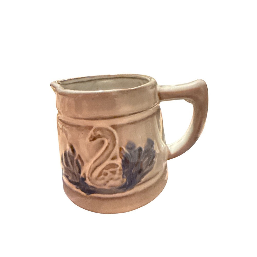 Vintage Ceramic 3/4 Cup Measuring Pitcher Swan Embossed Creamer Farmhouse Decor